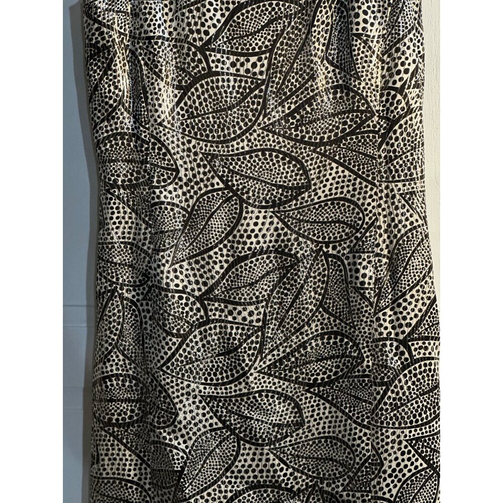 Tory Burch Womens Silk Blend Jacquard Sheath Dress Gold Black Elegant Shoulder 8 - Picture 3 of 9